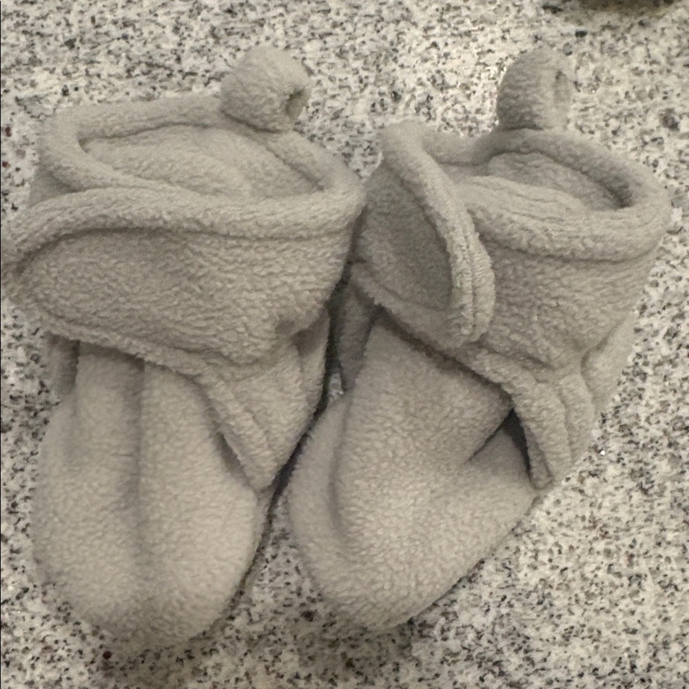 Cozy Gray and Cream Baby Booties - Picture 2 of 7